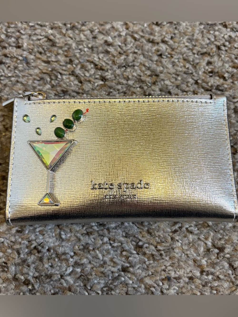 Kate Spade Silver Metallic Martini Wallet